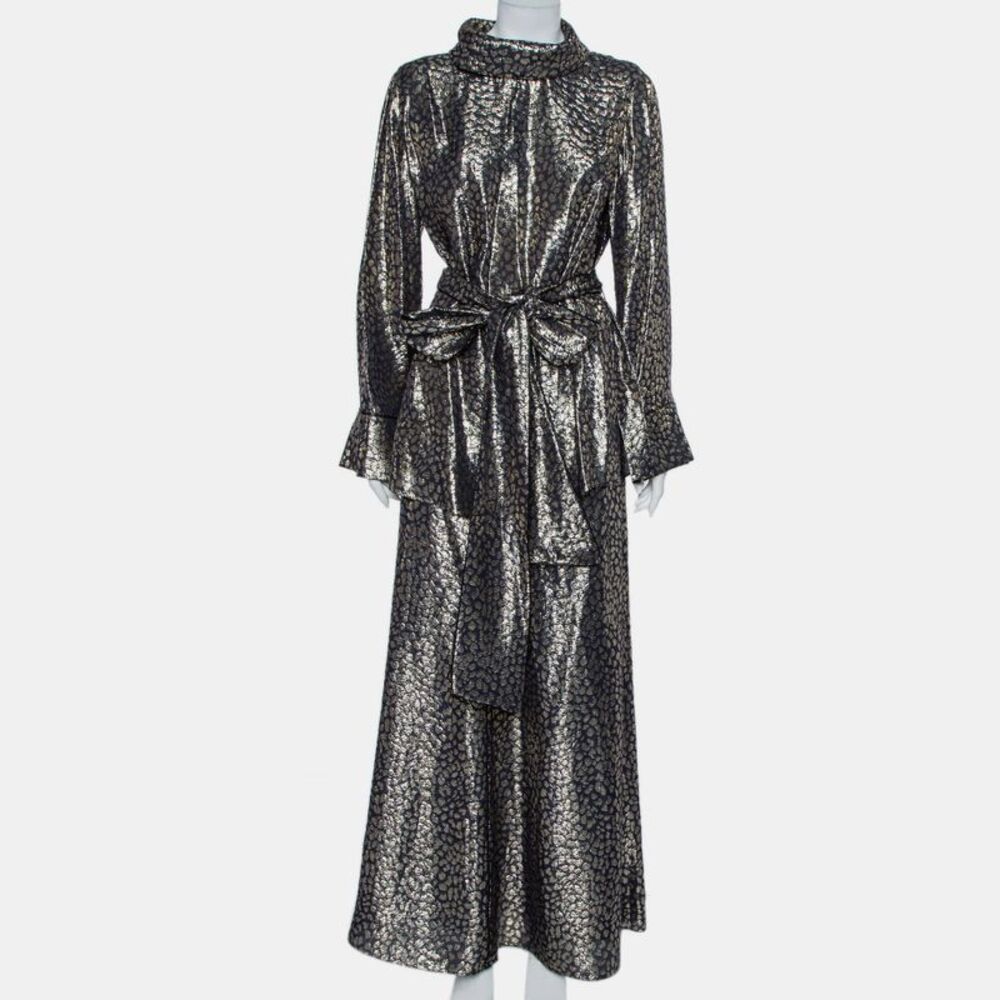 Layeur Metallic Fil Coupe Belted Tunic Top & Maxi Skirt L